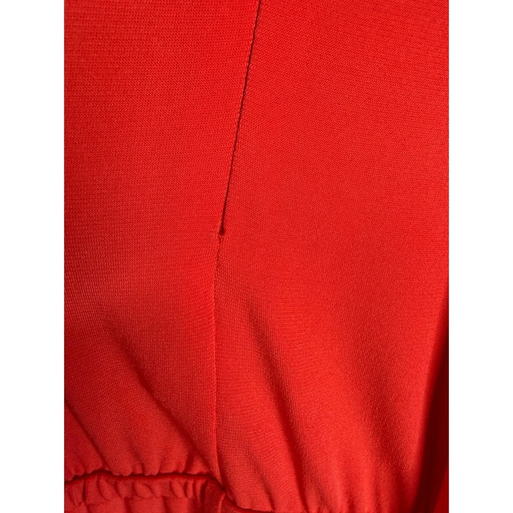 Chico's Jumpsuit Women's 2 US‎ Orange Ruffle Halter Sleeveless Straight Leg Knit_7